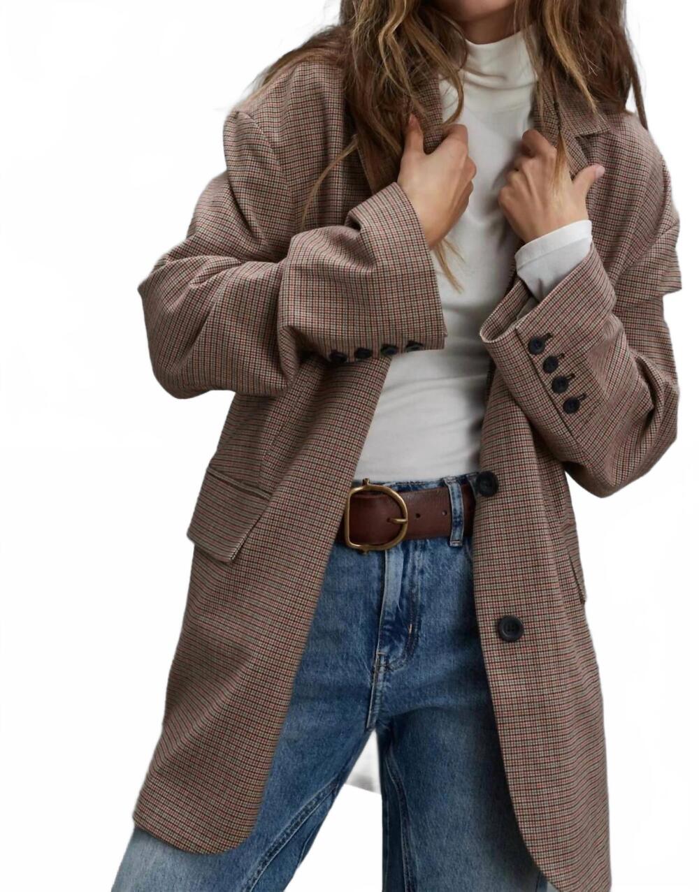 NEW FREE PEOPLE reggie woven blazer in ginger combo